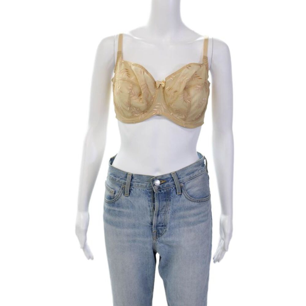 Panache Womens Embroidered Sheer Cup Detail Underwire Bra Solid Beige Size 40D